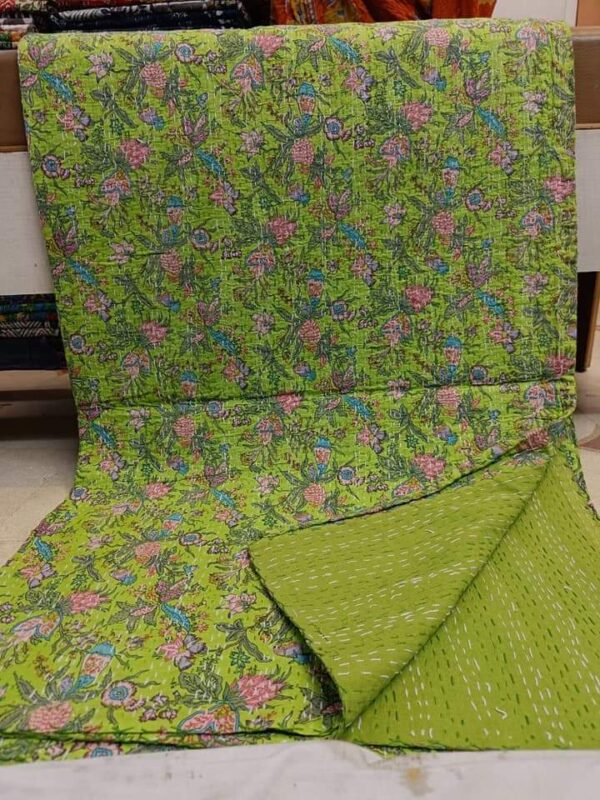 Flora Green Bed Cover